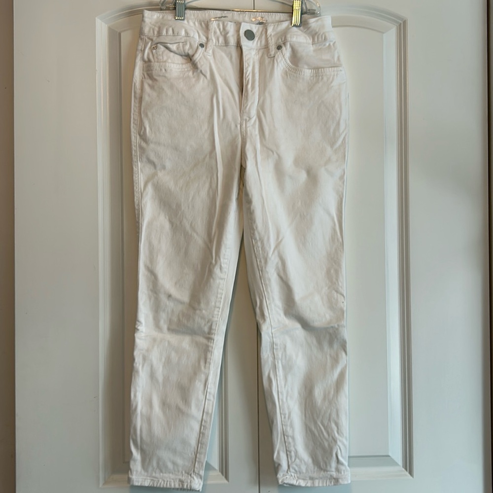 Seven7 High Rise Skinny Crop White Jeans, Size 8